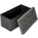 Tectake Pouf coffre de rangement pliable grand format tissu - gris foncé