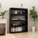 vidaXL Bibliothèque/Séparateur de pièce Noir 100x30x135 5cm Pin massif