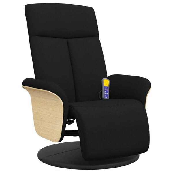 vidaXL Fauteuil inclinable de massage avec repose-pieds noir tissu