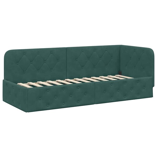 vidaXL Cadre de lit d'angle Vert foncé 80 x 200 cm Velours