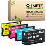 963XL - 4 cartouches d'encre compatibles pour HP 963 XL - COMETE