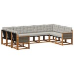 vidaXL Ensemble de canapés d'extérieur 9 pc Naturel et Gris clair