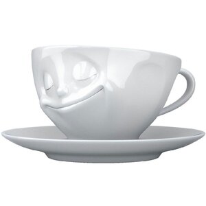 Tasse et sous tasse heureux en porcelaine 200 ml