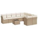 vidaXL Salon de jardin avec coussins 10 Pièces beige résine tressée