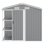 vidaXL Abri de jardin avec étagère Gris 205x130x183 cm Fer