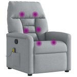vidaXL Fauteuil de massage inclinable Gris clair Tissu