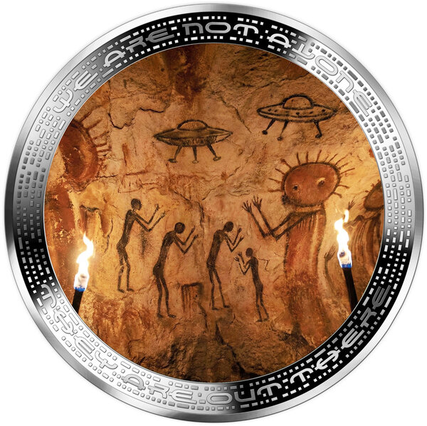 Monnaie PREHISTORIC ALIEN PAINTING We Are Not Alone 1 Oz Argent 1000 Francs Cameroon 2026 (PRÉCOMMANDE)