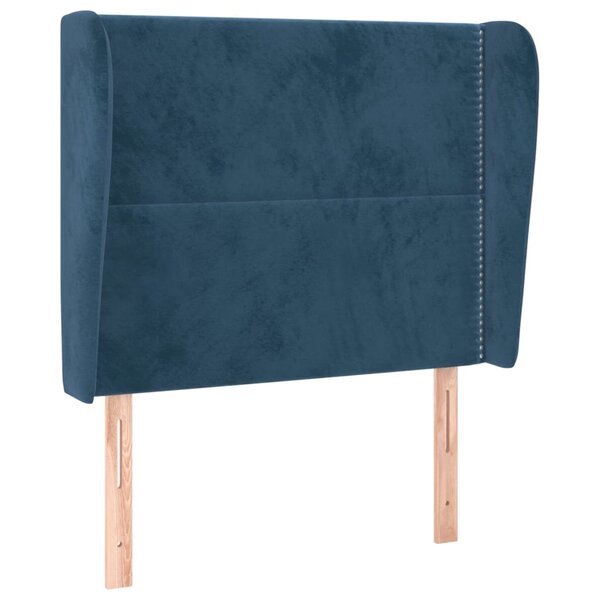 vidaXL Tête de lit avec oreilles Bleu foncé 103x23x118/128 cm Velours