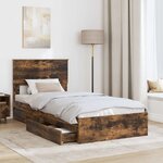 vidaXL Lit de Rangement Chêne fumé 90 x 200 cm Bois d'ingénierie
