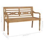 vidaXL Banc Batavia avec coussin noir 120 cm Bois de teck massif