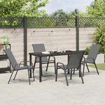 vidaXL Ensemble de salle à manger pour jardin 5 Pièces Gris et Noir