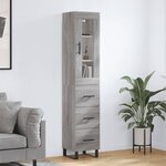 vidaXL Buffet haut Sonoma gris 34 5x34x180 cm Bois d'ingénierie