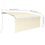 vidaXL Auvent manuel rétractable avec store 3x2 5 m Crème