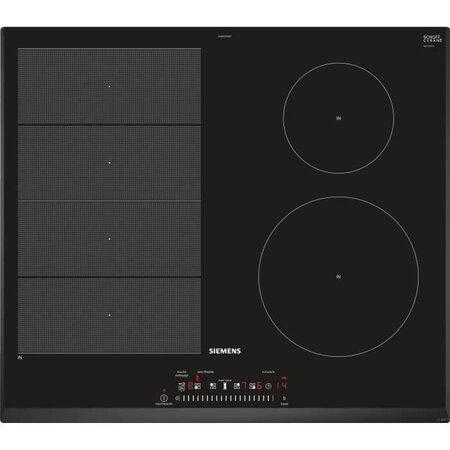 Siemens ex651feb1f plaque de cuisson induction - 4 zones - 7400 w - h51 x l592 x p52 2 cm - revêtement verre - noir