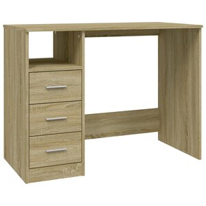 Bureau table poste de travail meuble d'ordinateur informatique étude avec tiroirs chêne sonoma 102 x 50 x 76 cm bois d'ingénierie brun 02_0023468