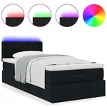 vidaXL Lit ottoman avec matelas noir 90x200 cm tissu
