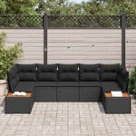 vidaXL Ensemble de canapé de jardin avec coussin 7 Pièces Noir polyrotin