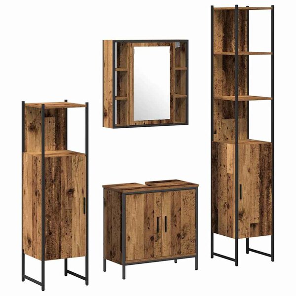 vidaXL Ensemble de mobilier de salle de bain avec étagère 4 Pièces Marron