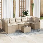 vidaXL Ensemble de canapé de jardin avec coussin 8 Pièces Beige et crème