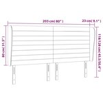 vidaXL Tête de lit avec oreilles Noir 203x23x118/128 cm Velours