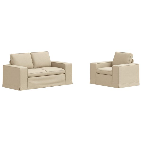 vidaXL Canapé 2 Pièces Crème 182 x 80 x 82 cm tissu