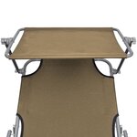 vidaXL Chaise longue pliable avec auvent Acier Taupe