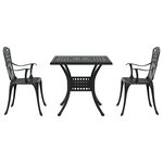 Set de Bistro de Jardin 3 Pièces Noir en Aluminium Fonte de vidaXL