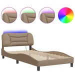 vidaXL Cadre de lit avec lumières LED cappuccino 100x200 cm similicuir