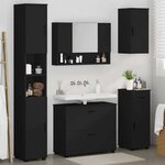 vidaXL Ensemble de mobilier de salle de bain avec tiroir 5 Pièces Noir