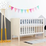 Lit évolutif bébé couleur naturel + barreaux blancs 60 x 120 cm