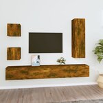 vidaXL Ensemble de meubles TV 5 Pièces Chêne fumé Bois d'ingénierie