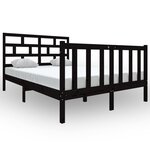 vidaXL Cadre de lit Noir Bois de pin massif 140x190 cm