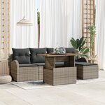 vidaXL Set de canapé de jardin 6 pièces avec coussins Gris Poly Rattan