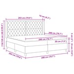 lit box spring vidaXL avec matelas et lumière LED gris clair 200x200 cm en velours