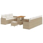 vidaXL Ensemble de canapé de jardin avec coussin 10 Pièces beige et crème