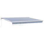 vidaXL Auvent Rétractable Bleu et Blanc 400 × 300 cm Tissu et Métal