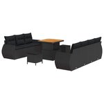 vidaXL Ensemble de canapé de jardin avec coussin 10 Pièces Noir polyrotin