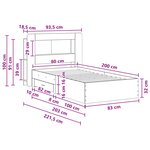 vidaXL Cadre de lit avec rangement Chêne fumé 80 x 200 cm