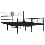 vidaXL Cadre de lit métal sans matelas avec pied de lit noir 140x190cm