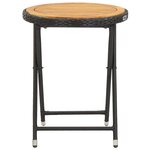 vidaXL Table à thé Noir 60 cm Résine tressée et bois d'acacia solide