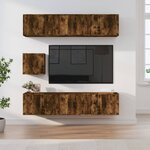 vidaXL Ensemble de meubles TV 7 Pièces Chêne fumé Bois d'ingénierie