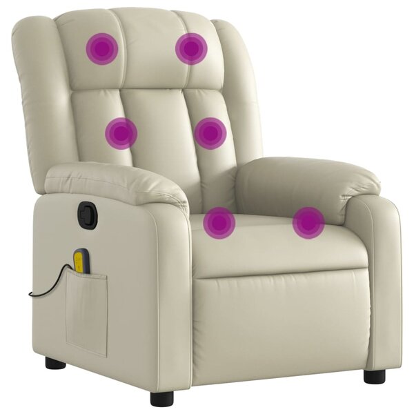 vidaXL Fauteuil de massage inclinable crème similicuir