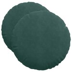 vidaXL Coussins de siège 2 Pièces Vert foncé Ø 40 x 13 cm Velours