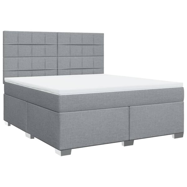 vidaXL Sommier à lattes de lit avec matelas Gris clair 180x200cm Tissu