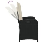 vidaXL Banc inclinable de jardin avec coussins noir résine tressée