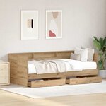 vidaXL Lit d'appoint Chêne artisanal 90 x 190 cm Bois d'ingénierie