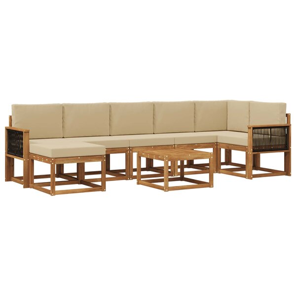 vidaXL Ensemble de canapés d'extérieur 8 pc Naturel et Beige Polyester