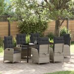 vidaXL Ensemble de salle à manger pour jardin 7 Pièces Gris clair