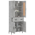 vidaXL Buffet haut Gris béton 69 5x34x180 cm Bois d'ingénierie