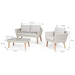 Salon de jardin en résine tressée et pieds en bois d'Acacia avec coussins - 4 personnes - MIRA - Gris